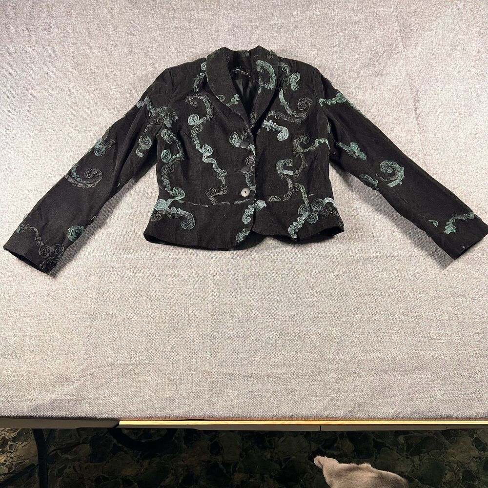 Vintage Taylor Brooke Made In 🇨🇦 3D Ribbon Corduroy Jacket Size 8 Shoulder Pad